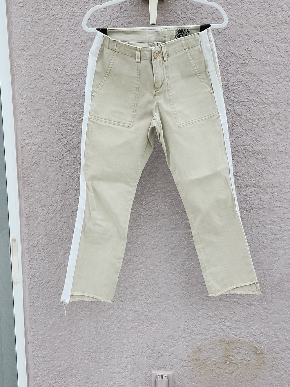 Pam & Gela Beige Pants with White Side Stripes
